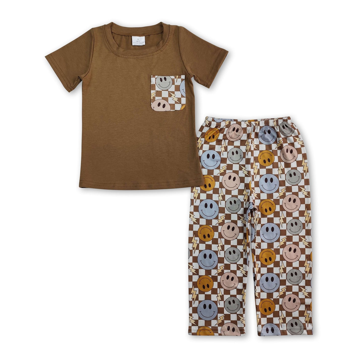 Kurzarm-Karo-Hosen-Set für Jungen
