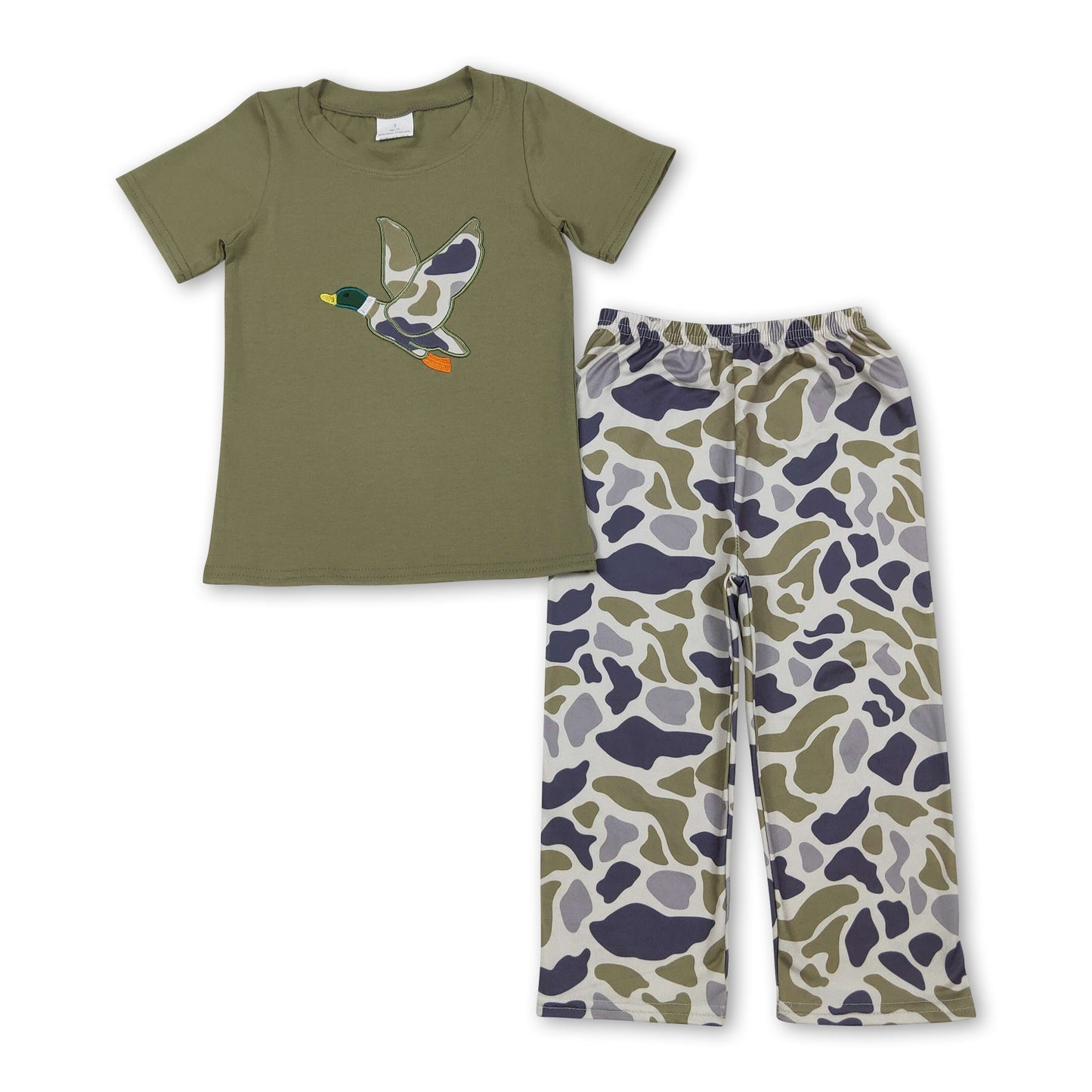 Kurzarm Camo Enten-Oberteil, Hose, Jungenkleidung
