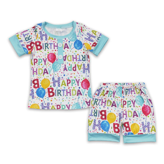 Happy Birthday Ballon Kurzarmshorts Kinder Jungen Pyjama