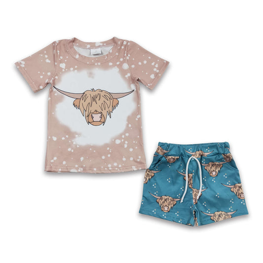 Highland Kuh Hemd Taschen Shorts Western Kinder Jungen Outfits