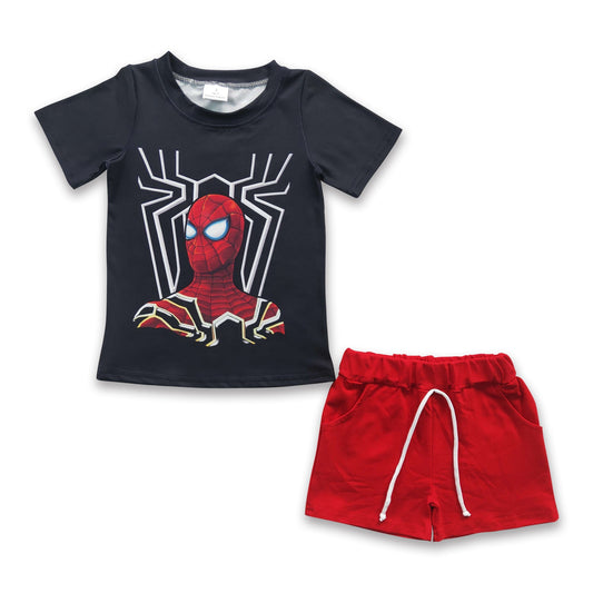 Spiderman-Shirt rote Shorts Kinder Jungen Kleidung Set