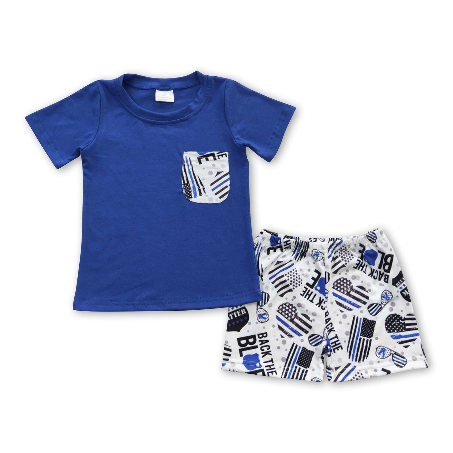 Back the blue Taschenflagge herzverglaste Kinder Jungen Outfits