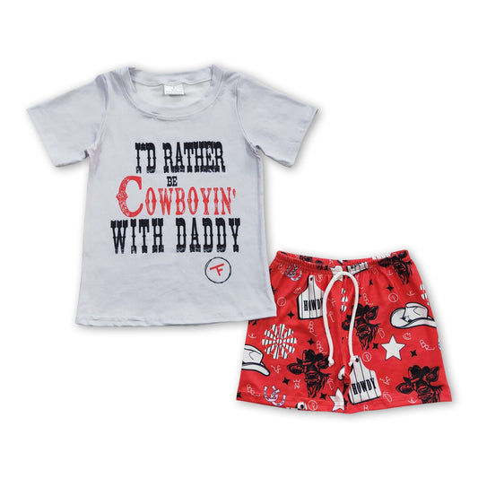Ich wäre lieber mit Papa Cowboy spielen Kinder Jungen Outfits