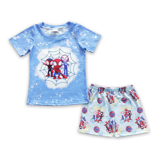 Spiderman gebleichtes Shirt, Shorts, Kleinkinder, Jungen, Sommeroutfits