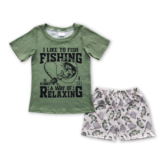 Fischen Kurzarm-Hemd Shorts Junge Sommeroutfits