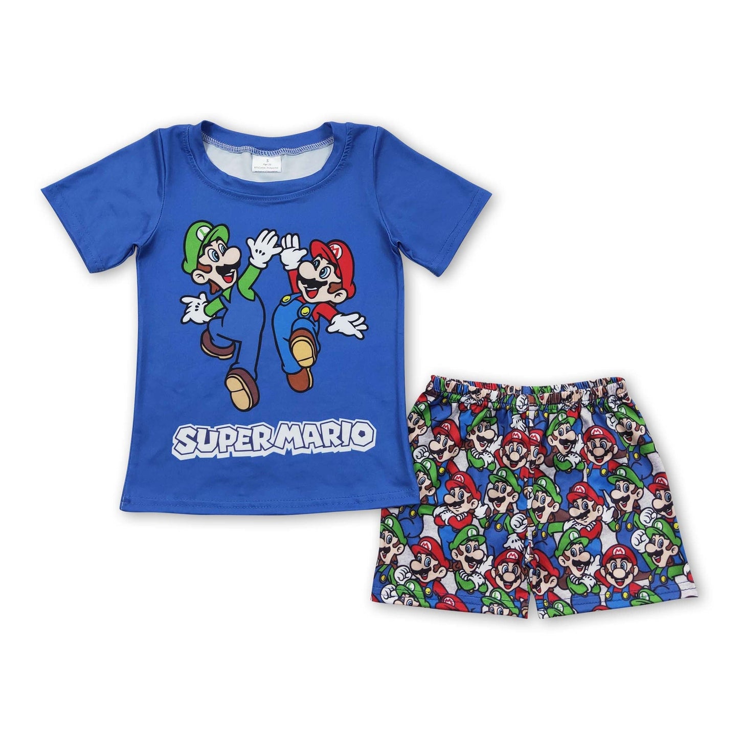 Blaues Kurzarmshirt, Shorts, Super-Game-Kinderkleidung für Jungen