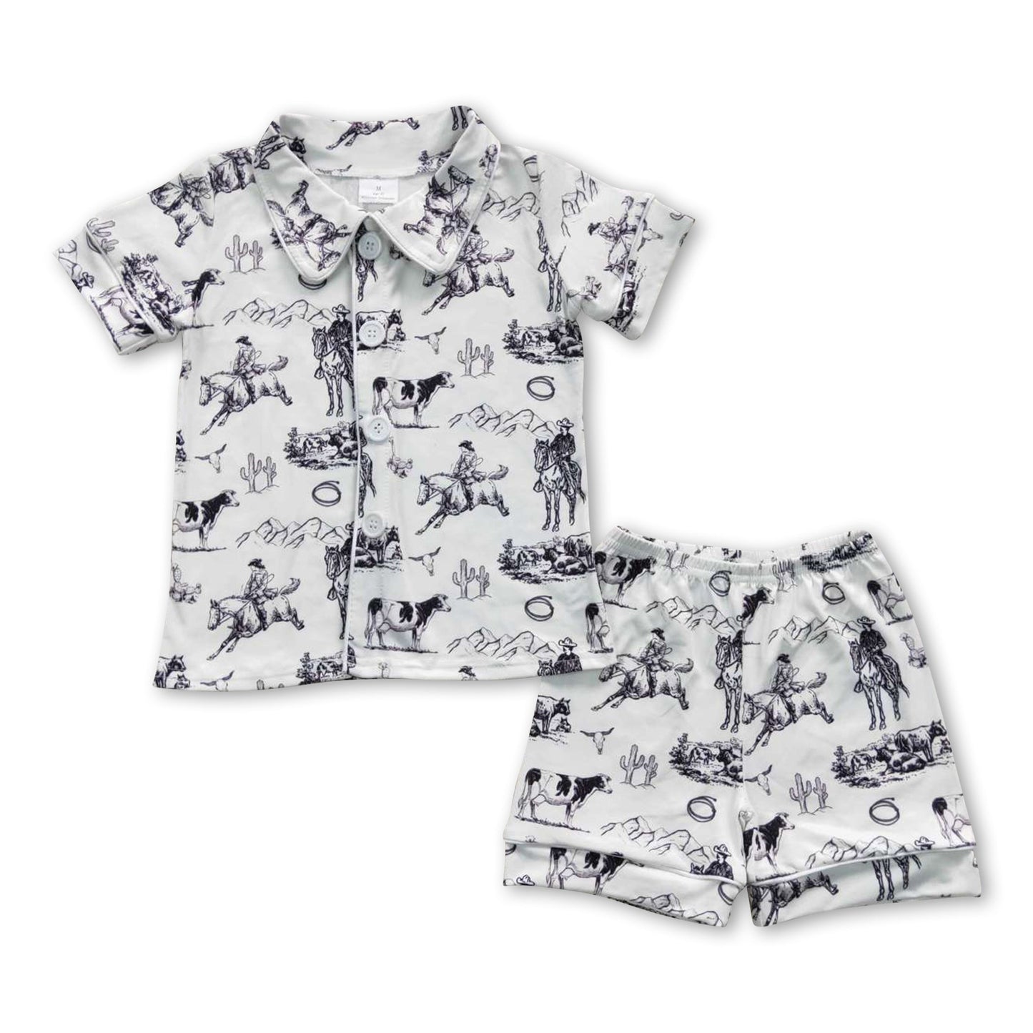 Kurzarm Kuh Kaktus Western Baby Kinder Sommer Schlafanzug