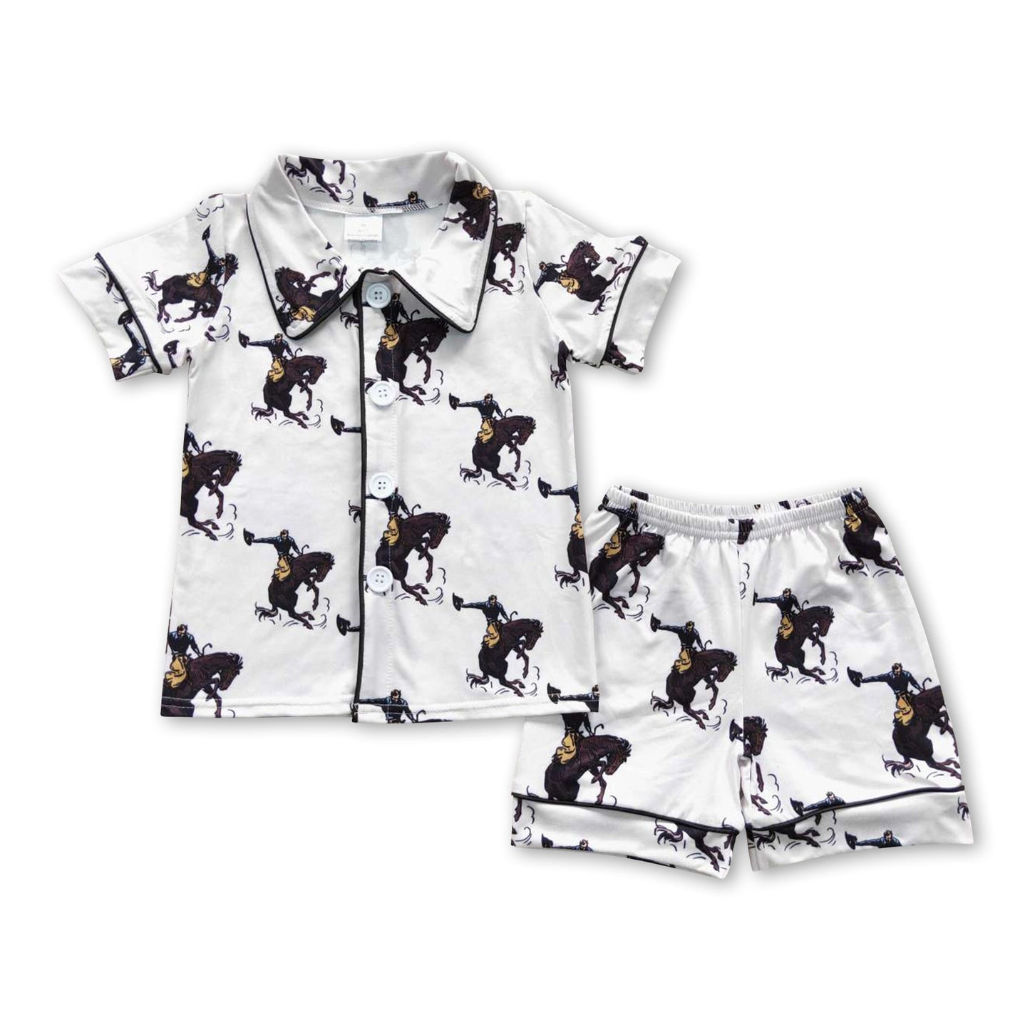 Kurzarm-Pferderodeo-Baby-Kinder-Sommerpyjama