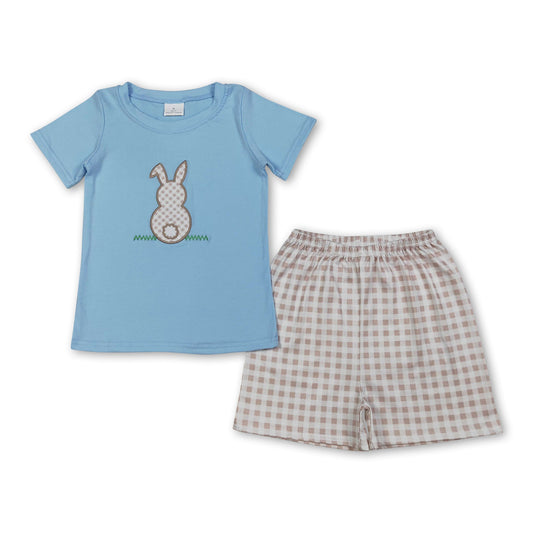 Bunny top plaid shorts kids boy easter outfits