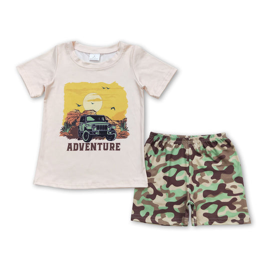 Abenteuer-Truck Top Camo-Shorts Jungen Sommerkleidung