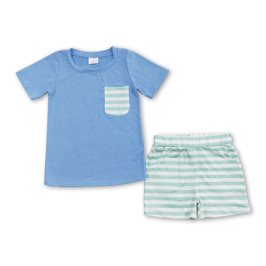 Gestreiftes Kurzarmhemd, kurze Hosen, Jungen-Sommeroutfits