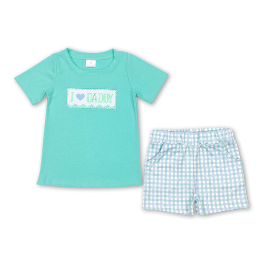 Ich liebe Papa Oberteil karierte Shorts Vatertag Jungen Outfits