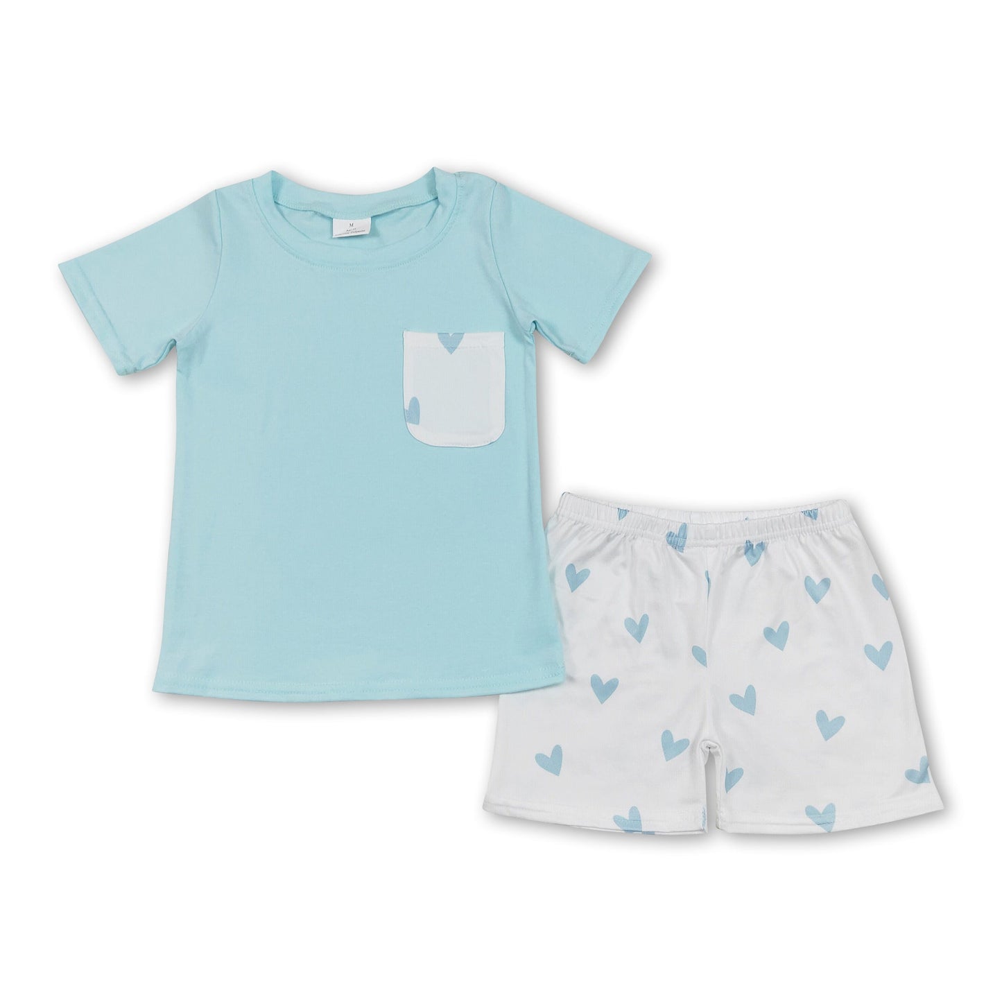 Herztasche Aqua-Oberteil Shorts Kinder Jungen Valentinstagskleidung