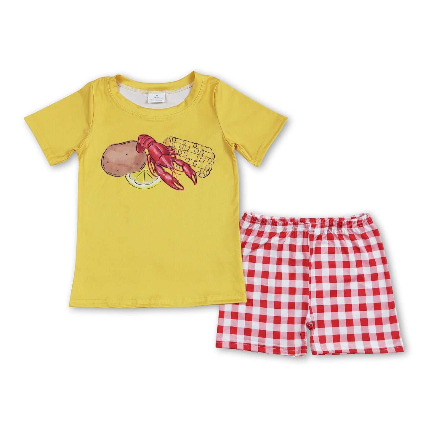 Gelber Mais Flusskrebs karierte Shorts Jungenkleidung