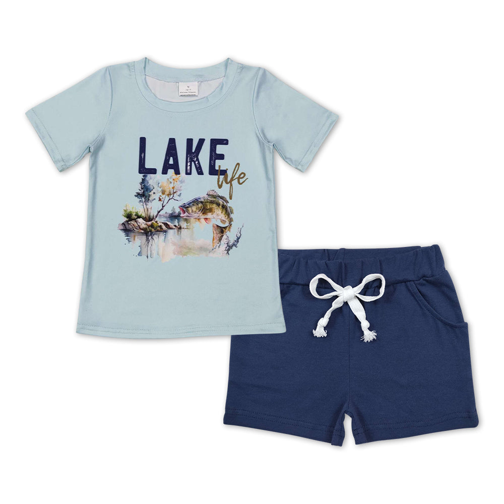 See-Life-Fisch-Top Marine-Shorts Jungen Sommerkleidung