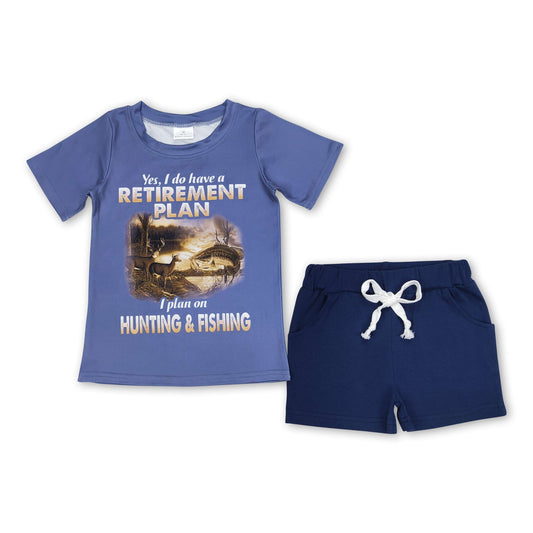 Jagd und Angeln Navy Shorts für Jungen