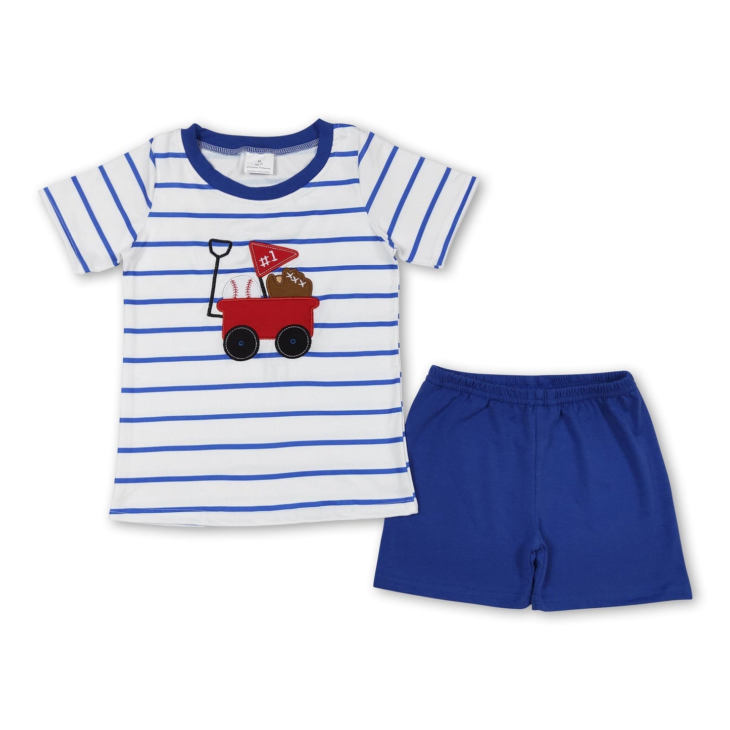Blau gestreiftes Baseball-Top Shorts Jungen Kleidung