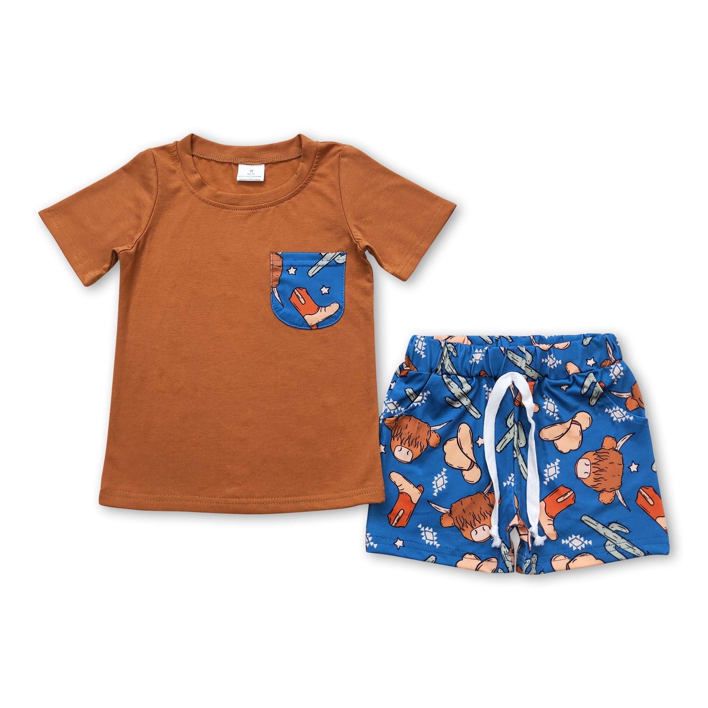 Braune Highland-Rind-Shorts Jungen Western-Outfits