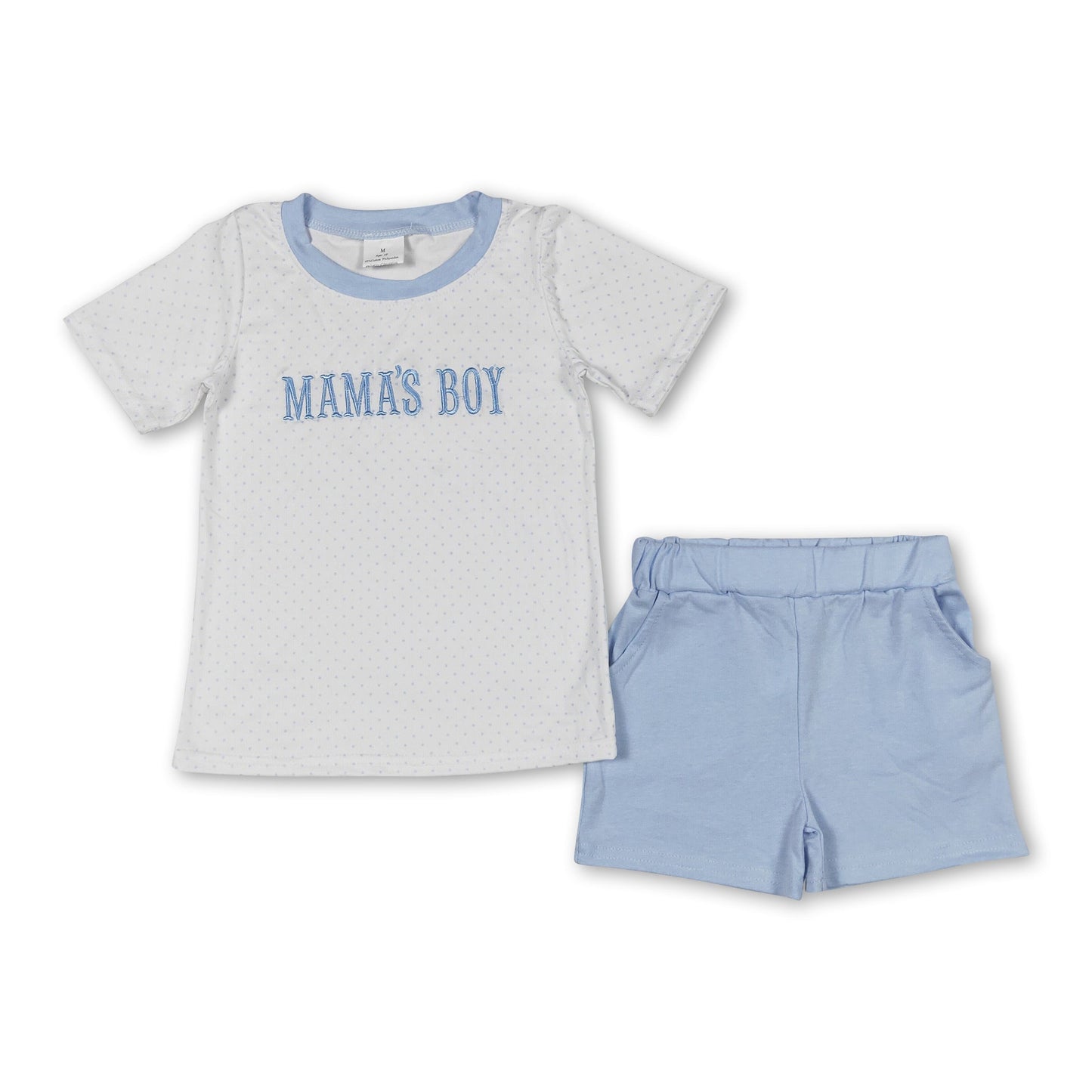 Muttersöhnchen gepunktetes Hemd Hosentasche Shorts Kinderkleidung