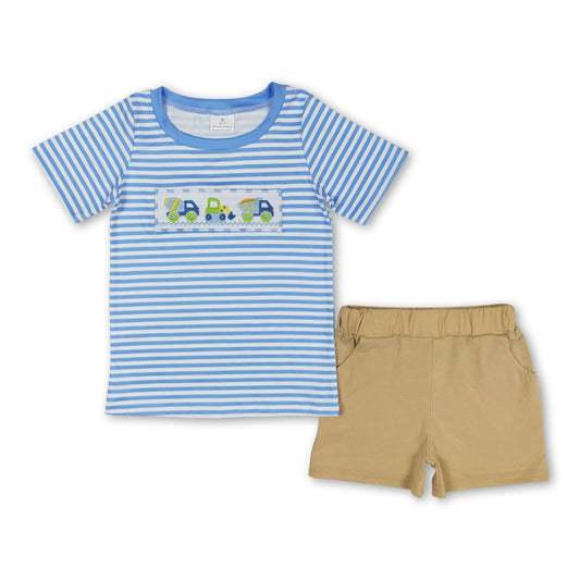 Stripe-Konstruktion Top-Taschenshorts Jungenkleidung