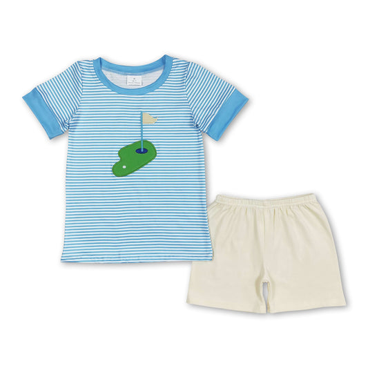 Golf-Streifen-Top Shorts Jungen Sommerkleidung Set