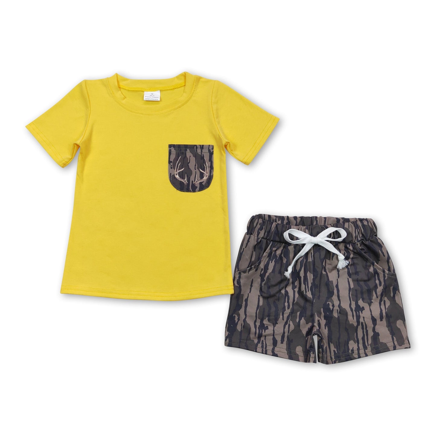 Gelbes Reh Taschentop Camouflage-Shorts Jungenkleidung