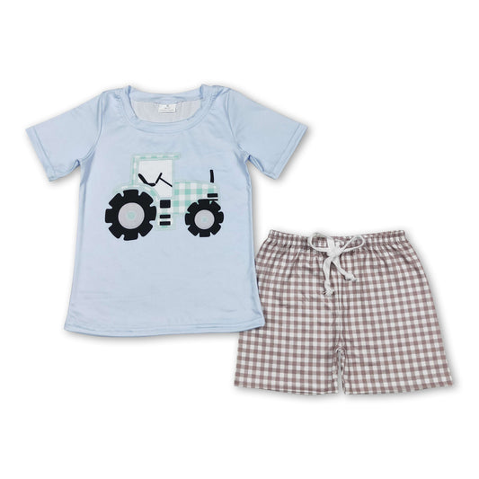 Traktor karierte Shorts Jungen Bauernhof Kleidung