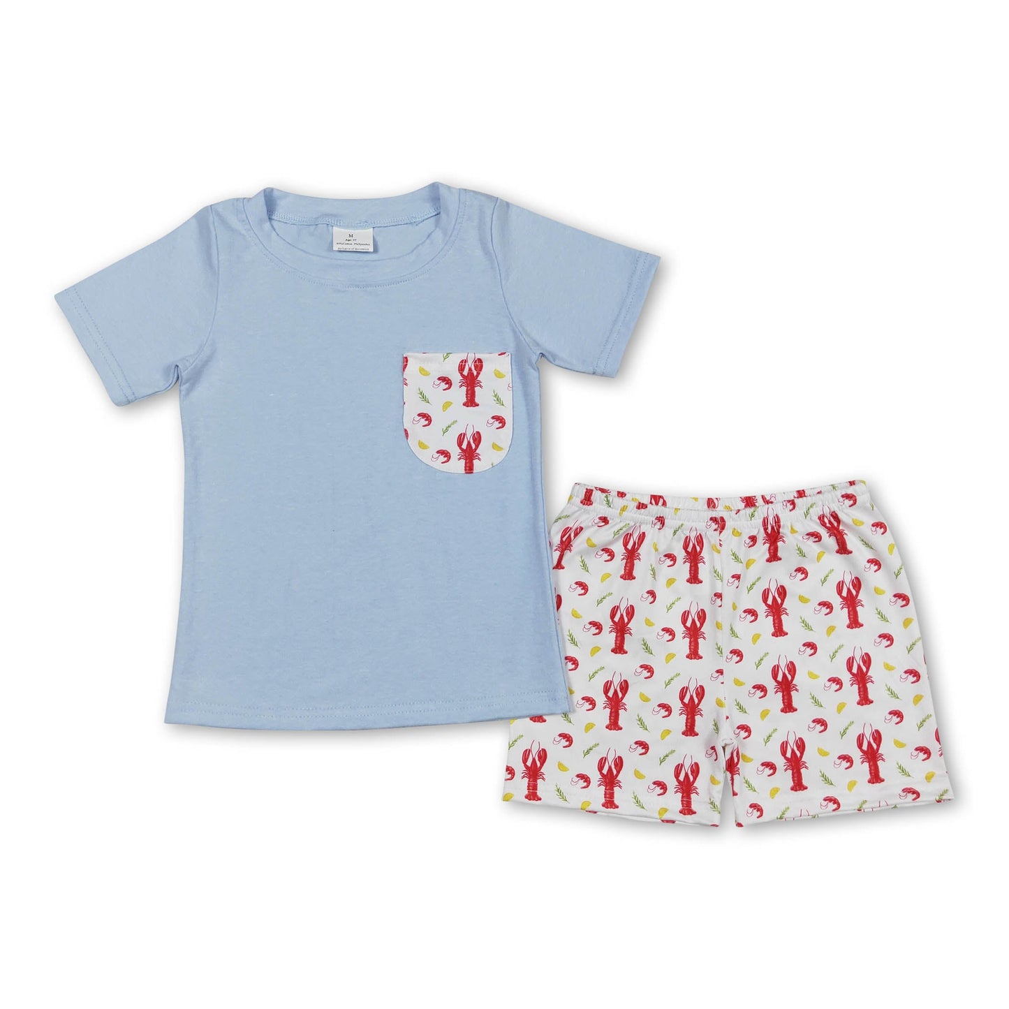 Brusttaschen-Oberteil, Flusskrebs-Mais, kurze Hose, Jungenbekleidung