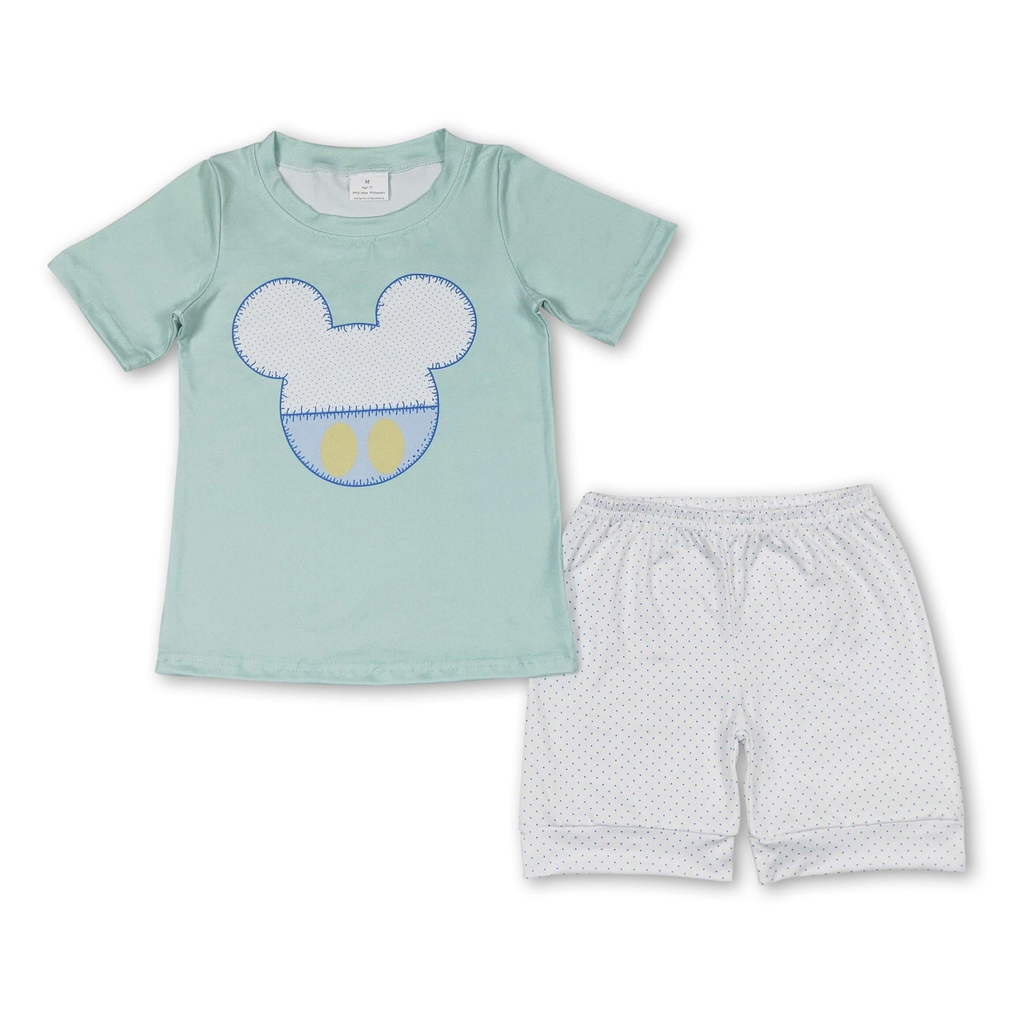 Kurzärmliges Maus-Oberteil gepunktete Shorts Jungenkleidung