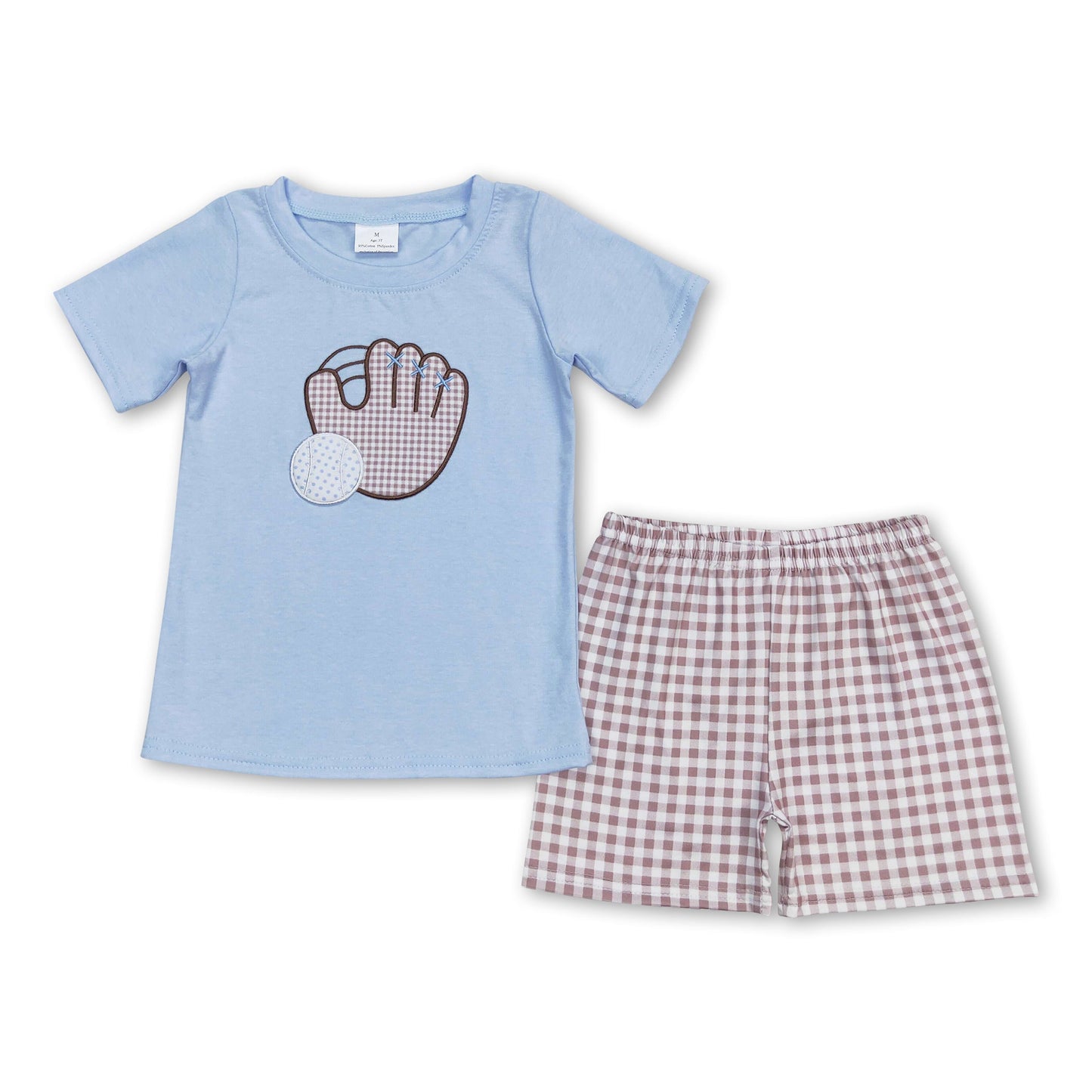 Kurzärmeliges Baseball-Oberteil, Khakishorts, Jungenkleidung
