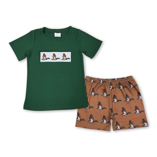 Grüne Enten-Top-Shorts, Kinder-Jungen-Sommer-Outfits