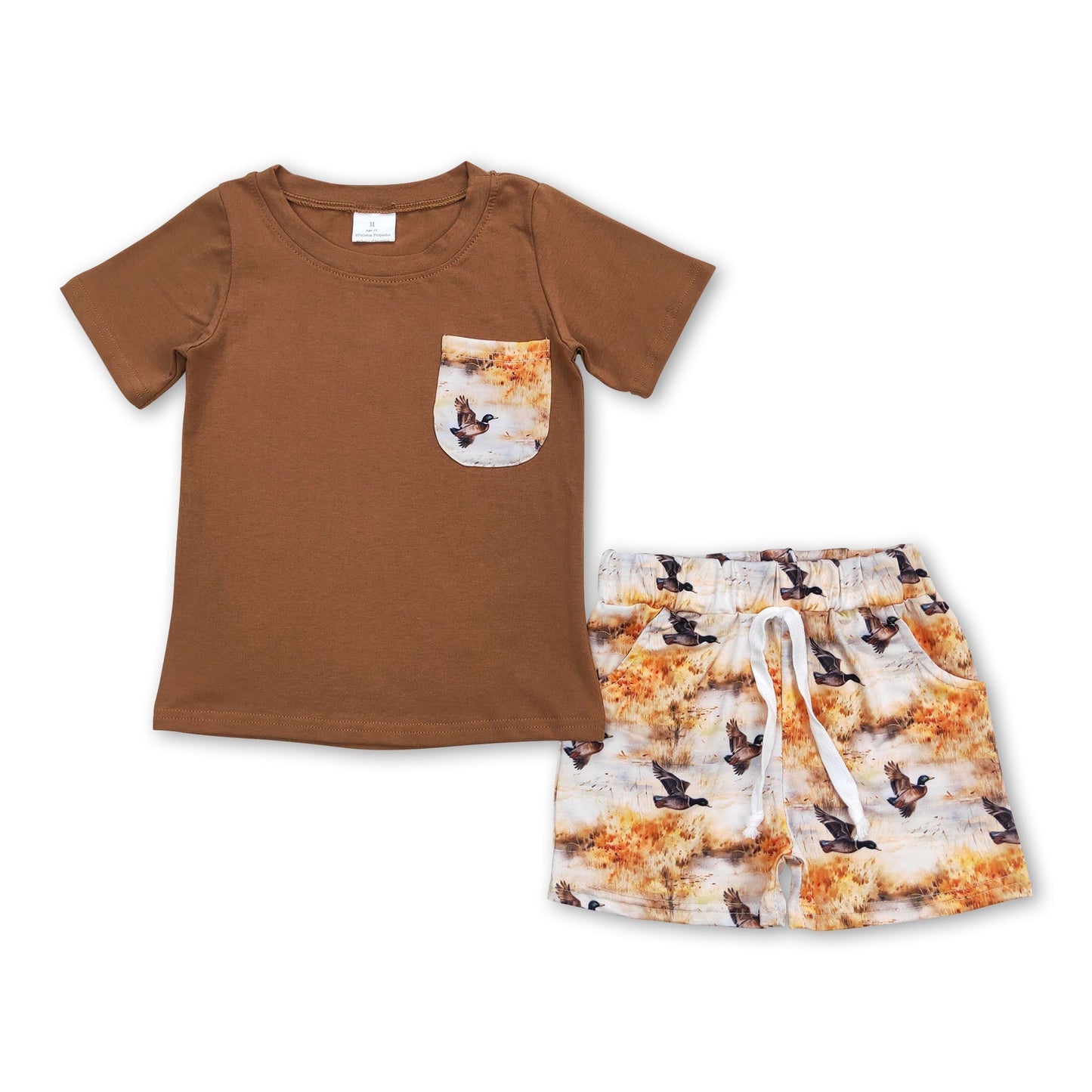 Taschenenten-Oberteil-Shorts-Jungen-Sommerkleidungsset