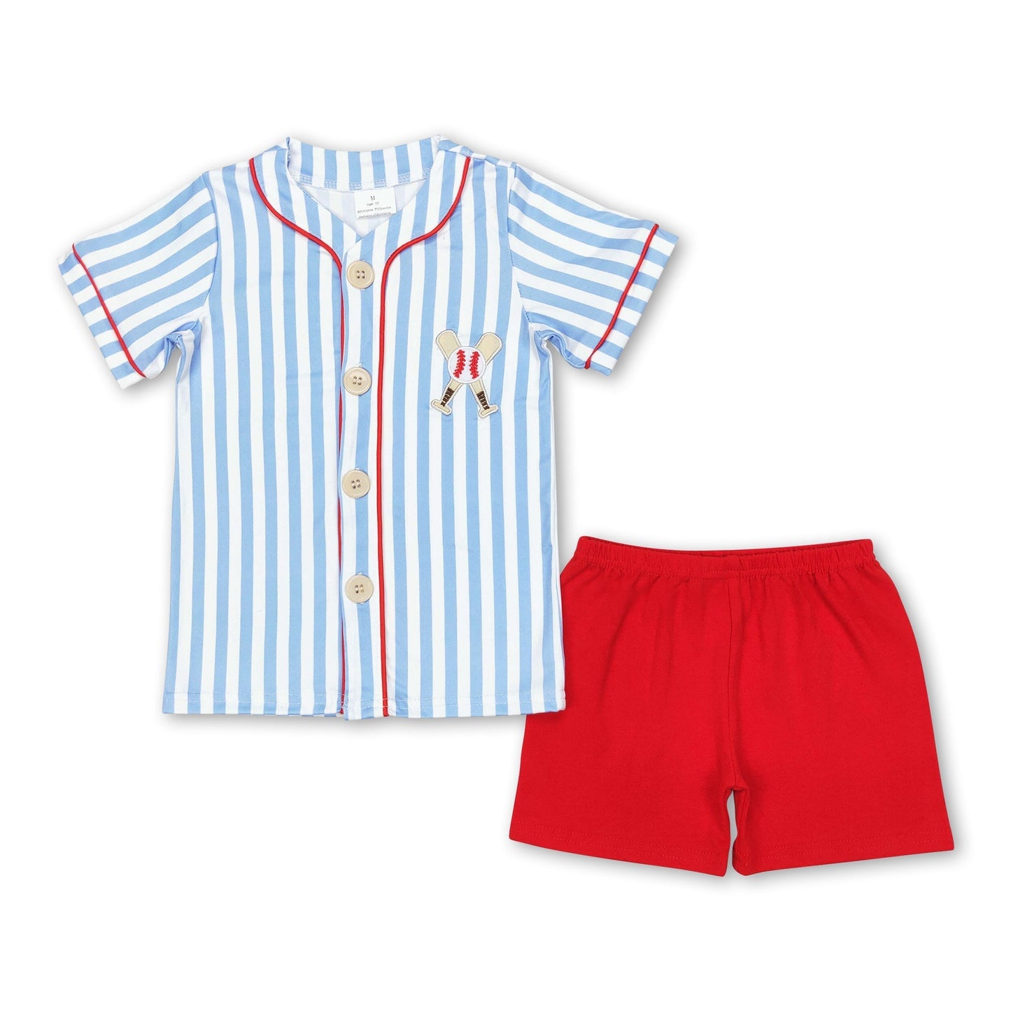 Kurzarm gestreiftes Baseball-Kinderkleidungsset für Jungen