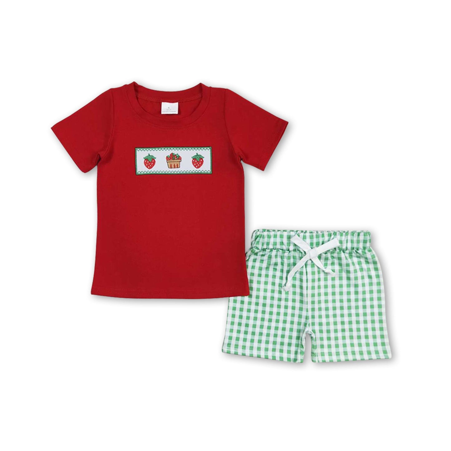 Kurzarm-Erdbeer-Top und Shorts für Jungen