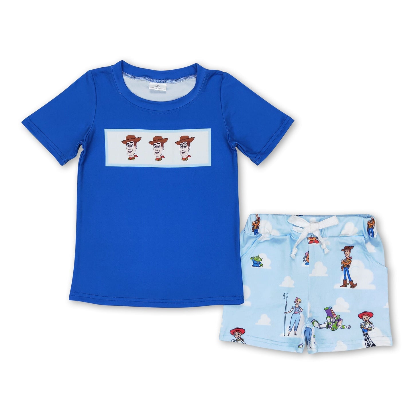 Kurzärmeliges blaues Oberteil, Tasche, Spielzeug, Shorts, Jungenkleidung