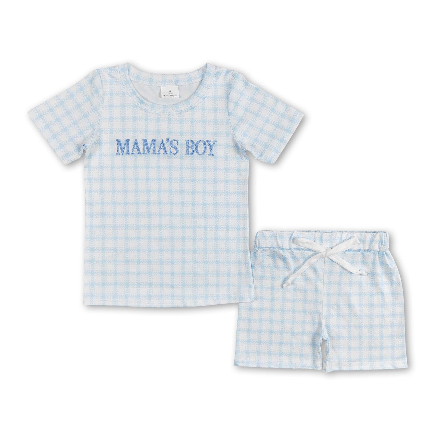 Kurzärmelige karierte Mama's Boy Kinder-Sommeroutfits