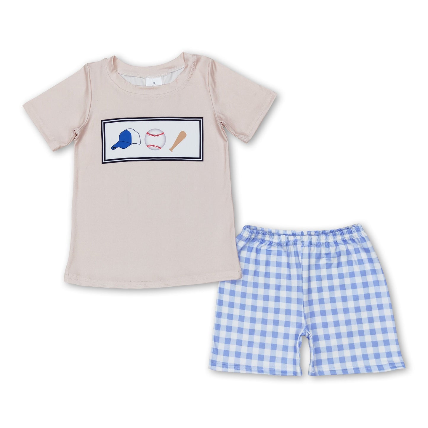 Baseballtop karierte Shorts Jungen Sommerkleidung
