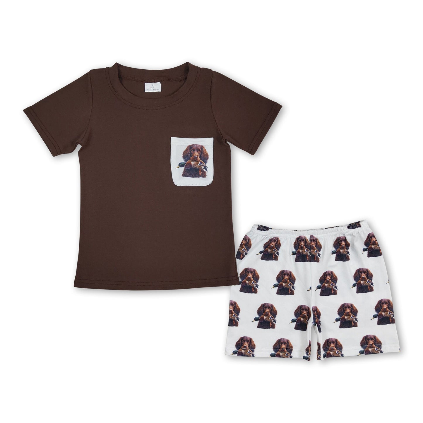 Brauner Hund Ente Tasche Oberteil Shorts Jungenkleidung