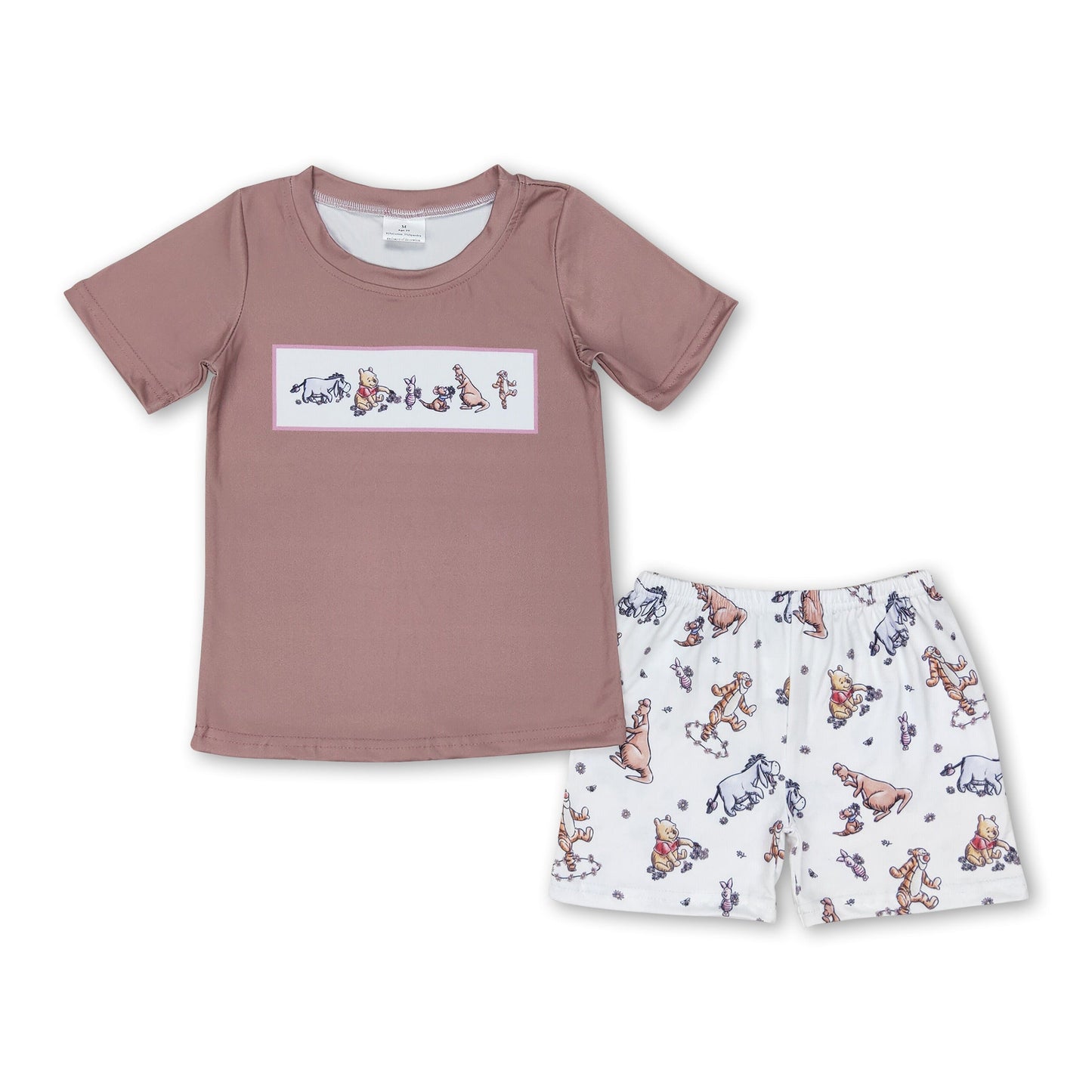 Kurzärmeliges Khaki-Top Bären-Shorts Jungenkleidung