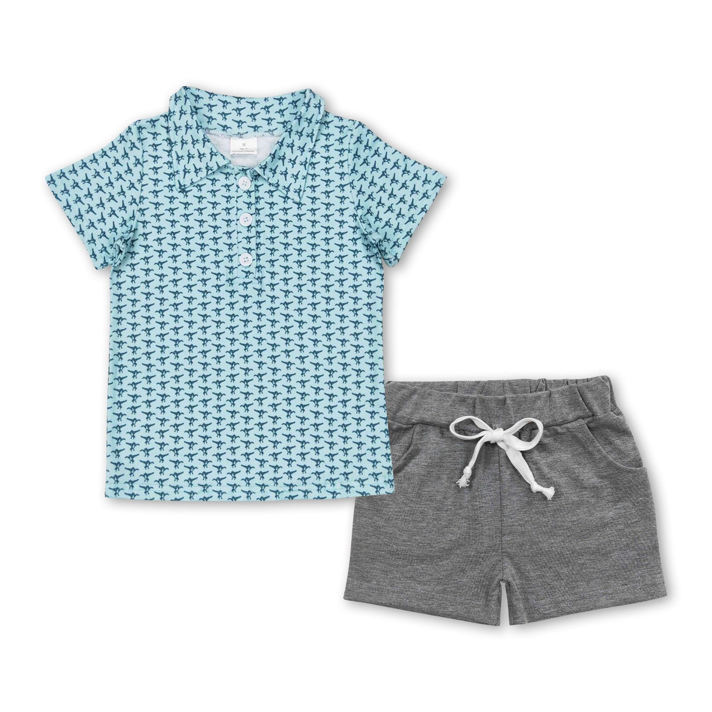 Kurzarm-Poloshirt graue Shorts Jungen-Bekleidungsset