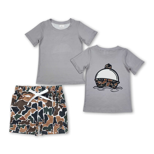 Graues Slip Float Top Camo-Taschen Shorts Jungenkleidung