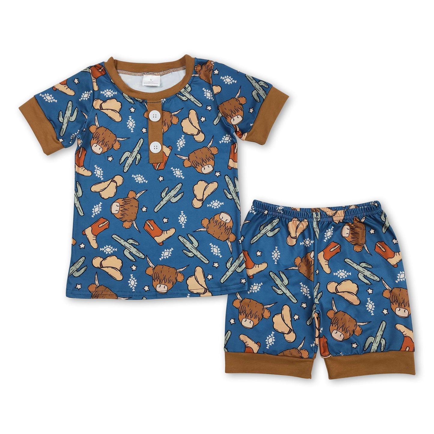 Kurzarm Highland-Kuh Kaktus Jungen Pyjama