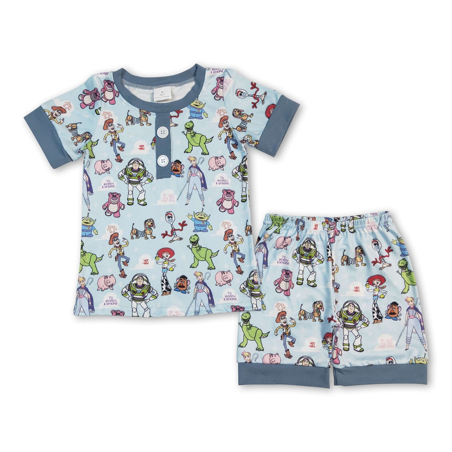 Blauer Kurzarm-Pyjama für Jungen mit Bärenmotiv