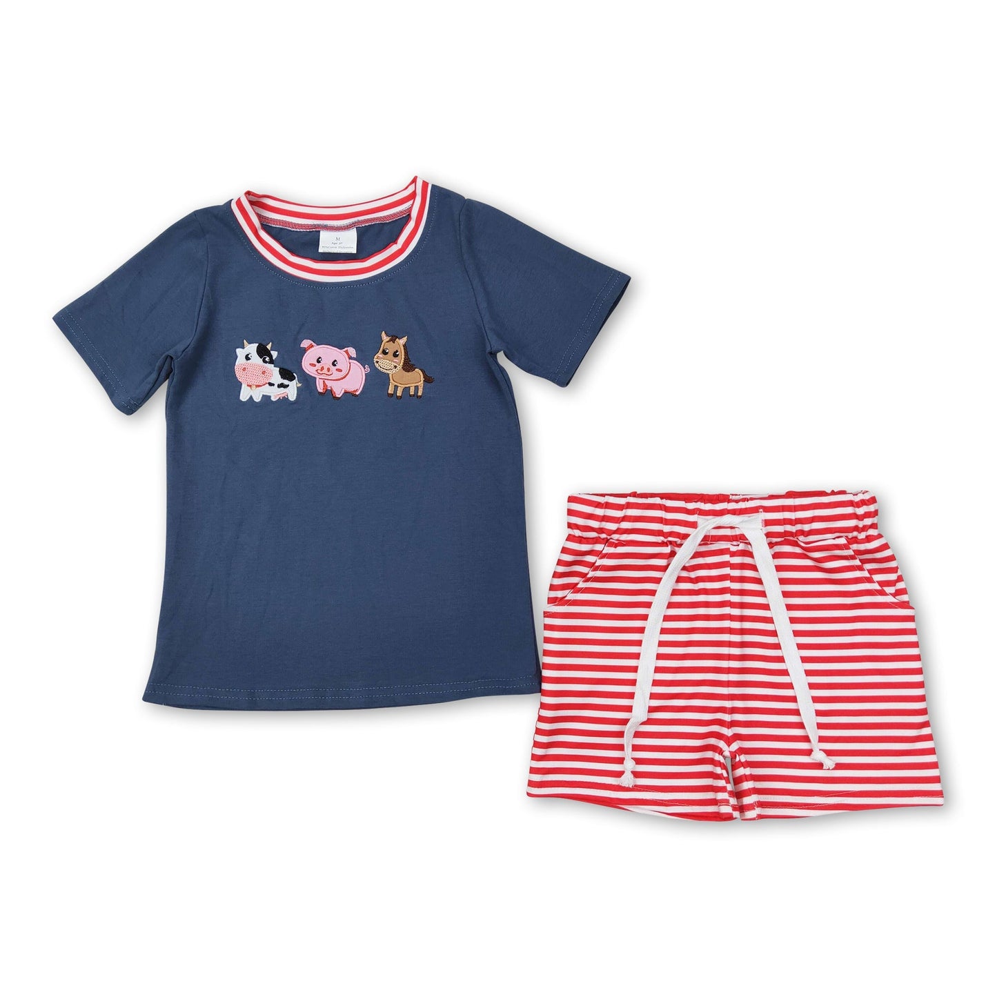 Kuh Schwein Pferd Top Streifen Shorts Kinder Jungen Kleidung