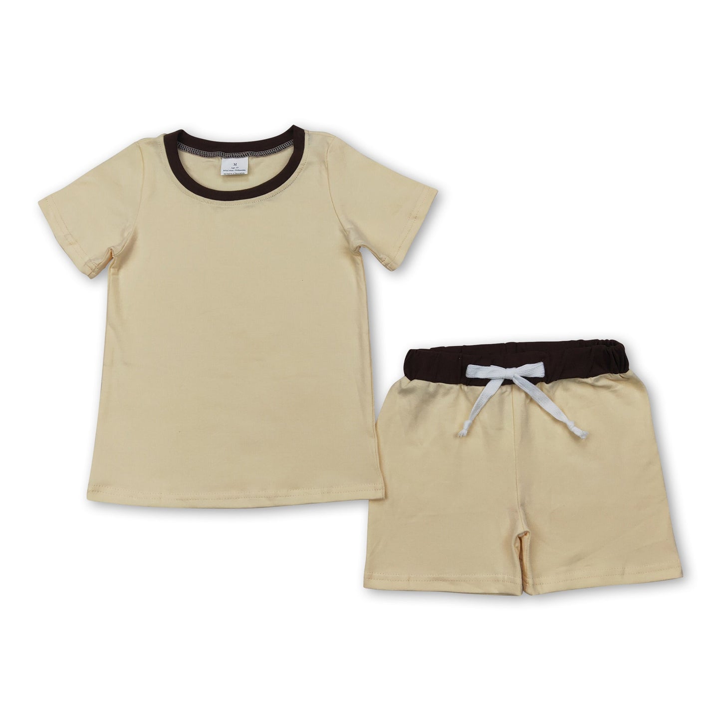 Beige kurze Ärmel Top Shorts Baby Kinder Outfits
