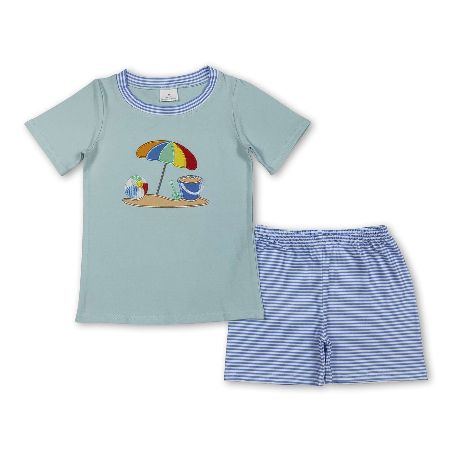 Kurzarm Beachball Top Streifen Shorts Jungenkleidung