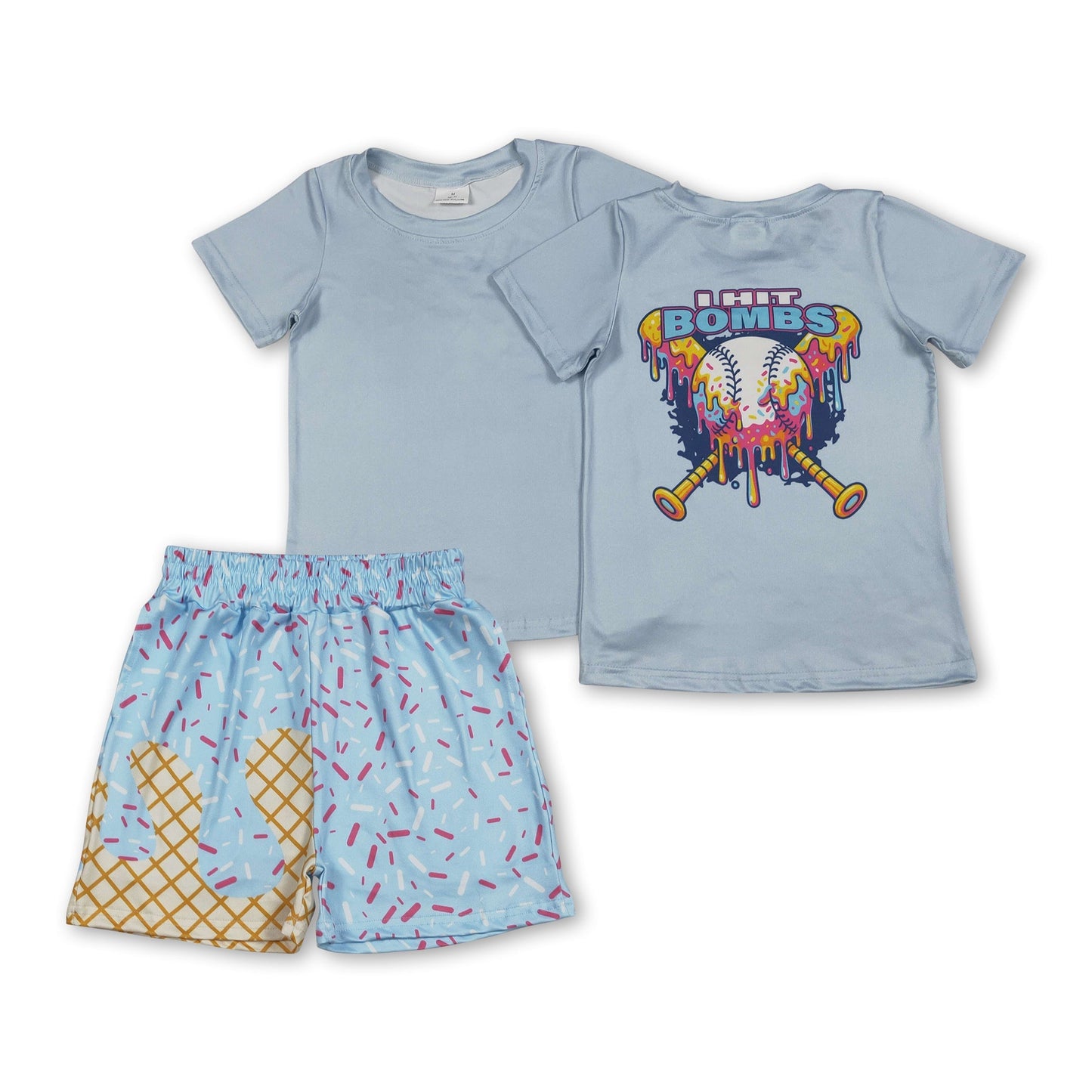 Baseball top ice cream sprinkle shorts boys clothes