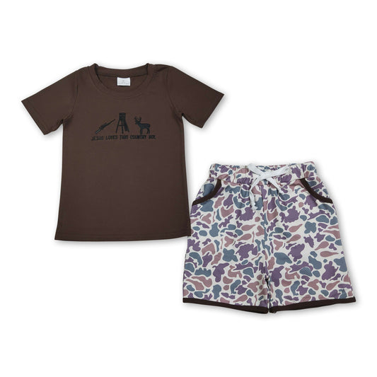 Jesus liebt diesen Country Boy Oberteil Camo-Shorts Kinder Outfits