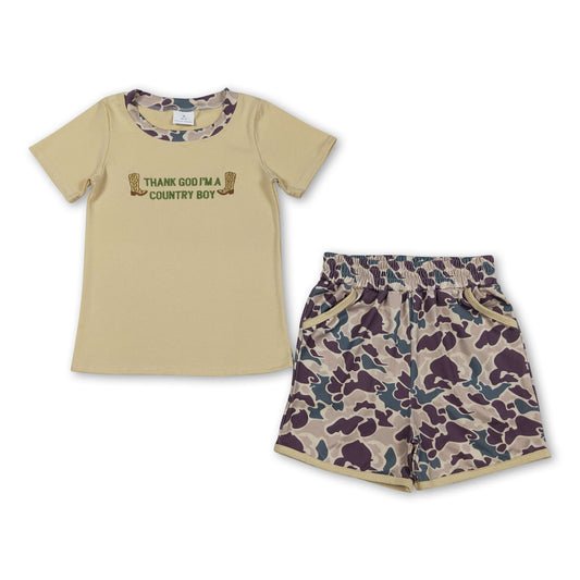 Gott sei Dank bin ich ein Country-Boy-Stiefel-Tarnmuster-Kinderoutfits