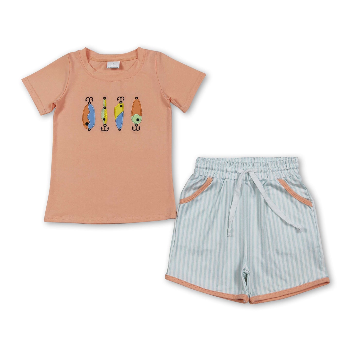 Kurzarm-Angeloberteil, gestreifte Shorts, Kinder-Jungen-Outfits